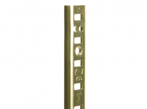 255 Series Steel Standard for Mortise-Mount Pilaster Shelving System, Brass-Look Finish